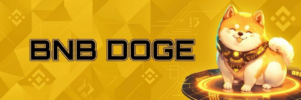 BNB DOGE golden technology-themed wide artwork